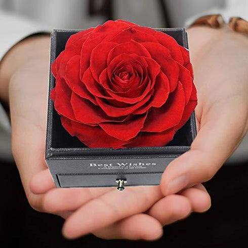 Handmade Fresh Flower Rose with Heart Necklace -  Gift for Valentine's Day